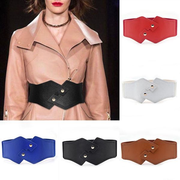 

belts female fashion leather waistband wide waist elastic stretch belt for women cinch dress coat clothing accessories, Black;brown
