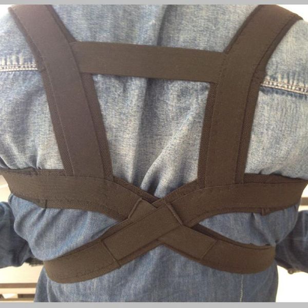 

neoprene nylon back shoulder posture support elastic black sports belt, Black;blue