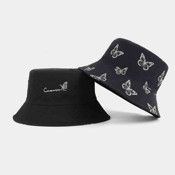 

scarf sunscreen hat children wear sunshade butterfly on both sides in autumn, fashion, versatile lovers' basin hat, fisherman male, Blue;gray