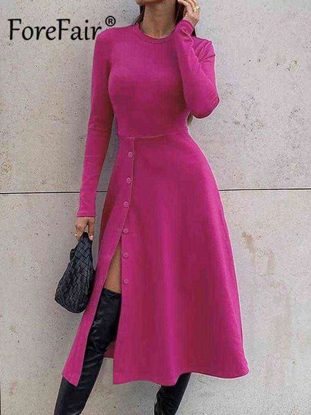 

forefair 2021 autumn winter split long sleeve o neck knitted women midi dress casual party club elegant women's dresses g1214, Black;gray
