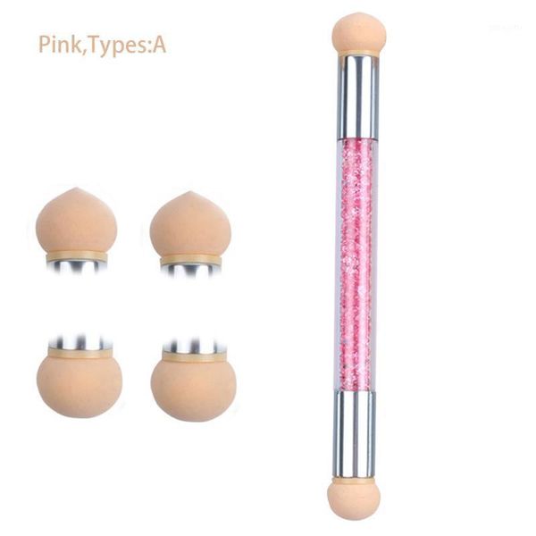 

glitter powder brush nail art manicure gradient pen set sponge head blooming dotting picking reusable professional decoration1