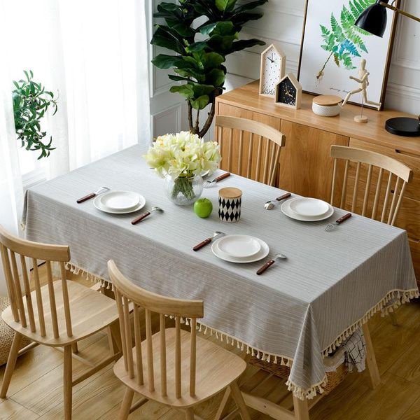 

table cloth 1pc japanese style cotton linen household tablecloth coffee desk rectangular fashion tassel design cover
