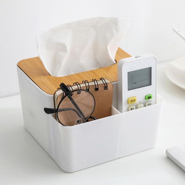 

tissue boxes & napkins bamboo wood box creative deskpumping tray home living room simple plastic remote for storage