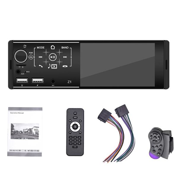 

car audio single din stereo am radio receiver 4.1'' tft touch screen mp5 player support bluetooth aux-in/usb/fm 1080p hd video and