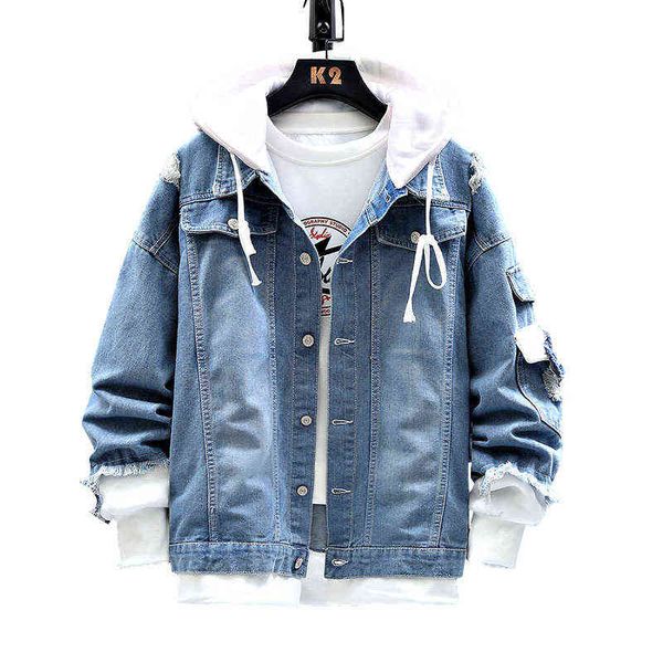 

winter plush handsome fake two piece denim et men's korean casual, Black;brown
