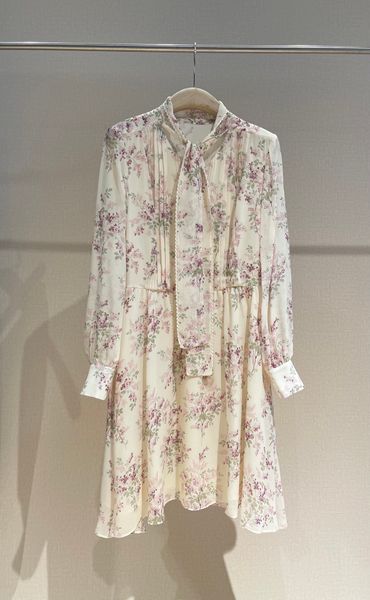 

2022 early spring new silk lace ribbon dress, Black;gray