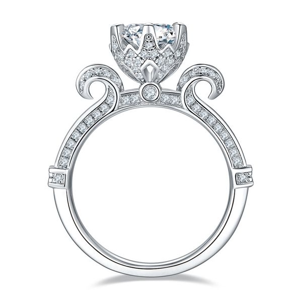 

boeycjr 925 silver swan lake design 1ct f color moissanite vvs1 engagement ring for women with national certificate, Slivery;golden
