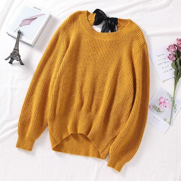 

women's sweaters women bandage solid sweater spring autumn ribbed knitted loose jumper high elastic basic female pullover, White;black