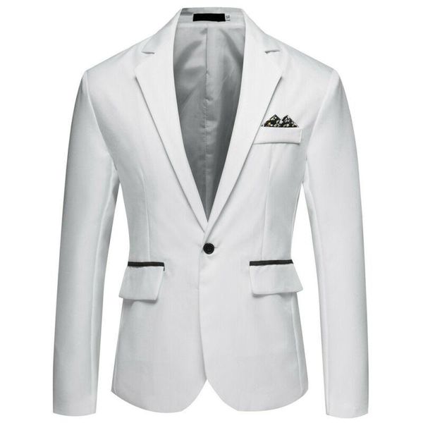 

men's suits & blazers men 2021 winter fashion cotton blend solid suit business casual office party clothing single button blazer for ma, White;black
