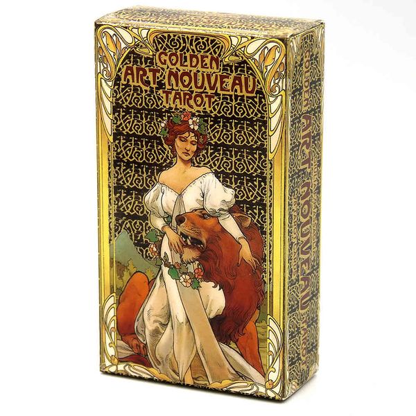 

golden tarot 78pcs with guidebook divination book sets for beginners classic art nouveau style playing cards