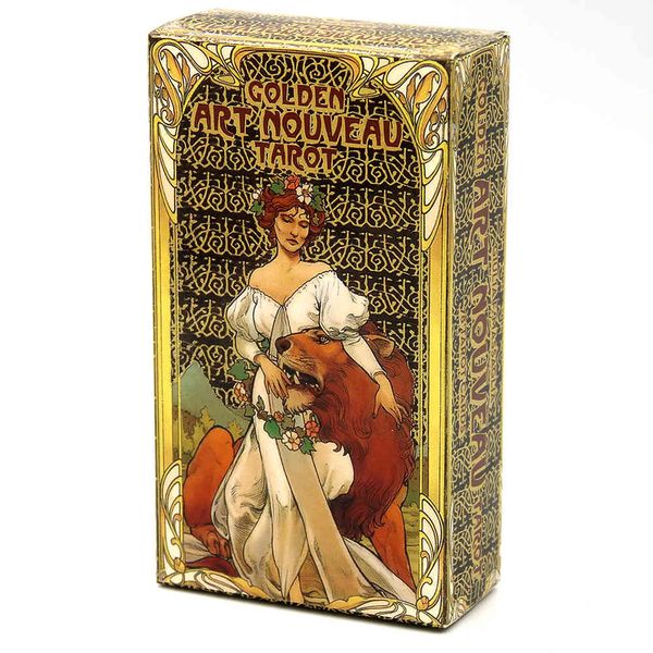 Altın Tarot 78 adet ile Rehber Kehaneti Kitap Setleri Yeni Başlayanlar Için Klasik Art Nouveau Stil Oyun Kartları