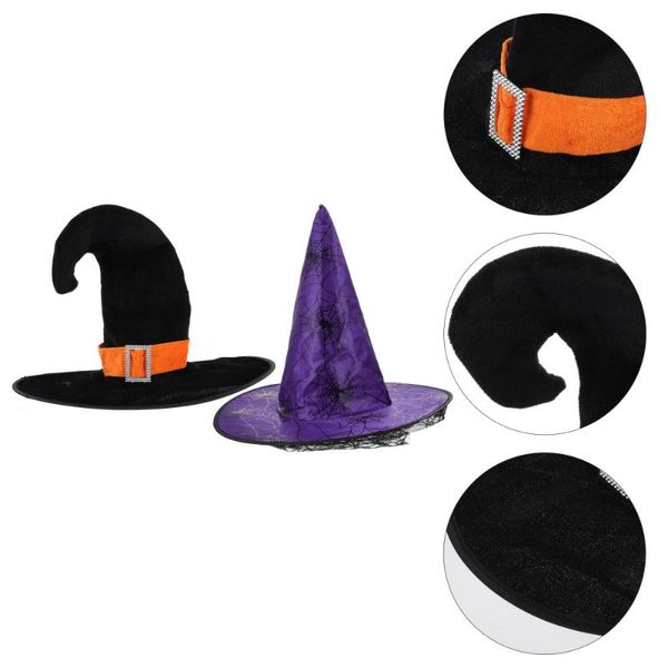 

party hats 2 pcs headdresses decorations witch (black, purple)