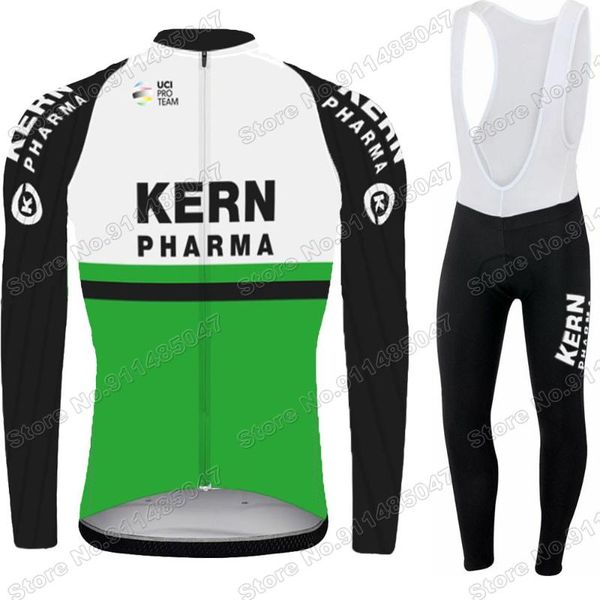 

racing sets summer maillot kern pharma team 2021 cycling jersey set clothing suit mens long sleeve mtb bike road pants bib ropa trikot, Black;blue