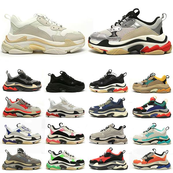

triple s men women designer casual shoes platform sneakers black white dark grey pink split multi fuchsia beige light blue mens trainers jog