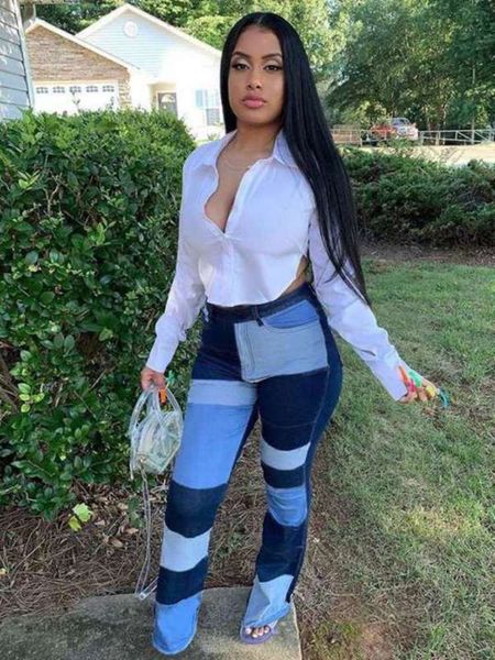 

28062 new trend fashion piece high waist tight buttock trumpet women's imitation jeans pants, Black;white