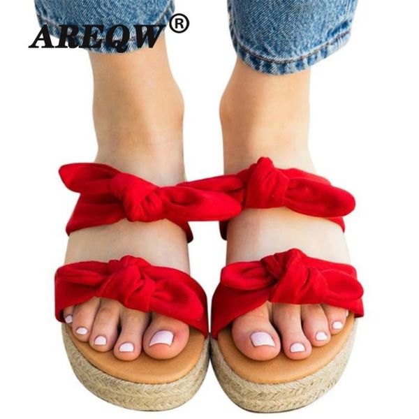 

women slippers 2021 bow slides platform women's summer slip on footwear ladies fashion flats female casual beach shoes mujer, Black