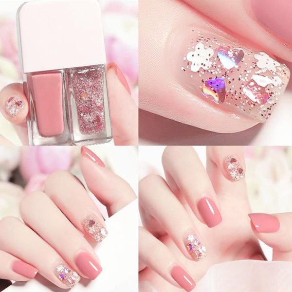 

nail polish two-color combination sequins quick-drying and lasting non-peelable blue white red yellow purple set 6ml
