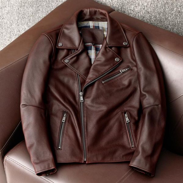 

short genuine leather jacket men spring vintage cowhide coat motorcycle jackets plus size 5xl 2021 chaquetas hombre pph4128 men's & fau, Black