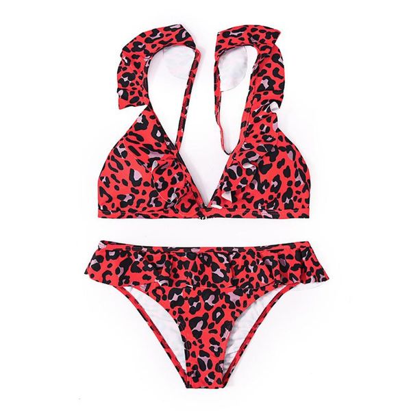 

bathing suit women leopard print two pieces suits retro vogue clothes high waisted bottom bikini set one-piece