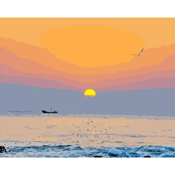 

paintings seaside sunset oil picture by number coloring drawing digital diy craft kits acrylic paint for adults home decoration