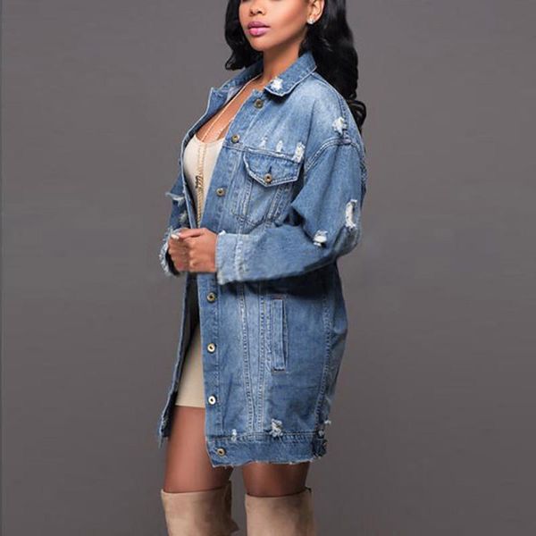 

women's jackets plus size women vintage button long denim jean jacket coat with pocket spring autumn sleeve breathable accessories, Black;brown