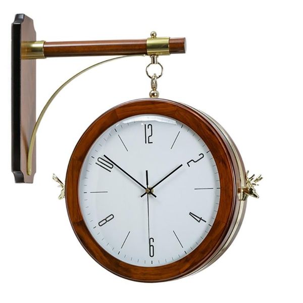 

wall clocks wood clock double face living room home decoration fashion watches decor creative large undefined gift