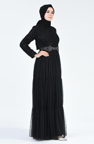 

ethnic clothing minahill black islamic evening dress 52769-06, Red
