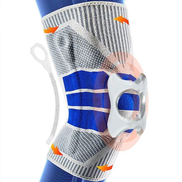 

silicone knee pads scale spring supports brace basketball fitness meniscus patella protection kneepads sports sleeve elbow &, Black;gray
