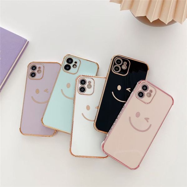 Sorriso dourada de volta casos para iphone 12 pro máximo mini 7/8 mais moda capa protetora 5 cores