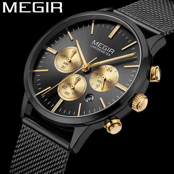 

wristwatches megir women watch waterproof chronograph ladies wristwatch black stainless steel bracelet female clock 2011, Slivery;brown