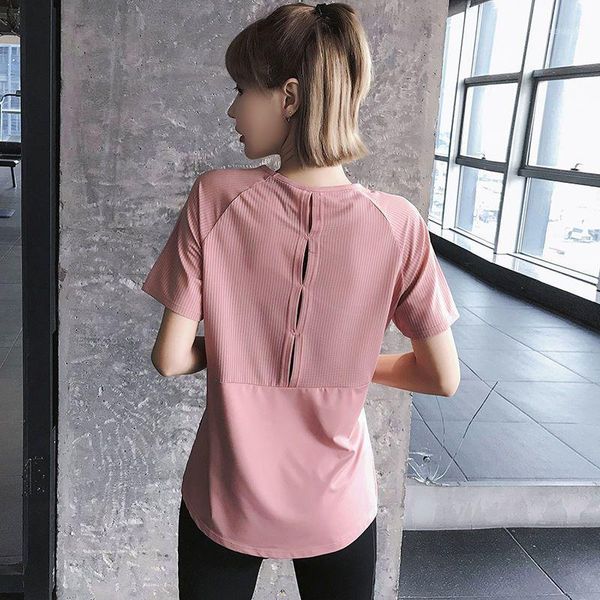 

yoga outfit quick-drying breathable sports t-shirt women summer thin fitness short-sleeved loose large size professional
