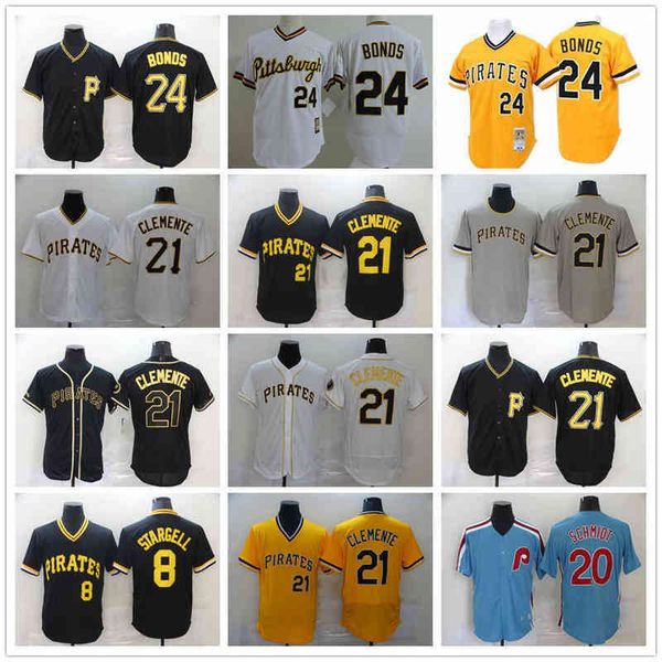 

2022 News Baseball 21 Roberto Clemente Jerseys Stitched 8 Willie Stargell Retro Blue 20 Mike Schmidt Yellow 24 Barry Bonds Jersey ray Road, As picture