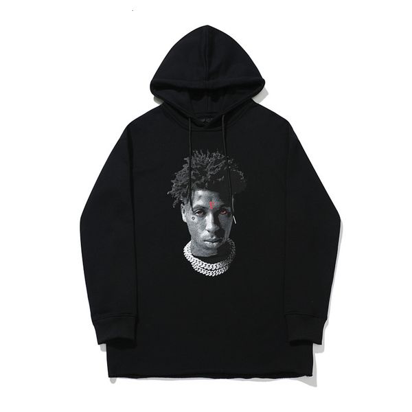 

hoodies autumn / winter 21 volenxnba printed co branded portrait reaper's child big v men's and women's hoodie, Black