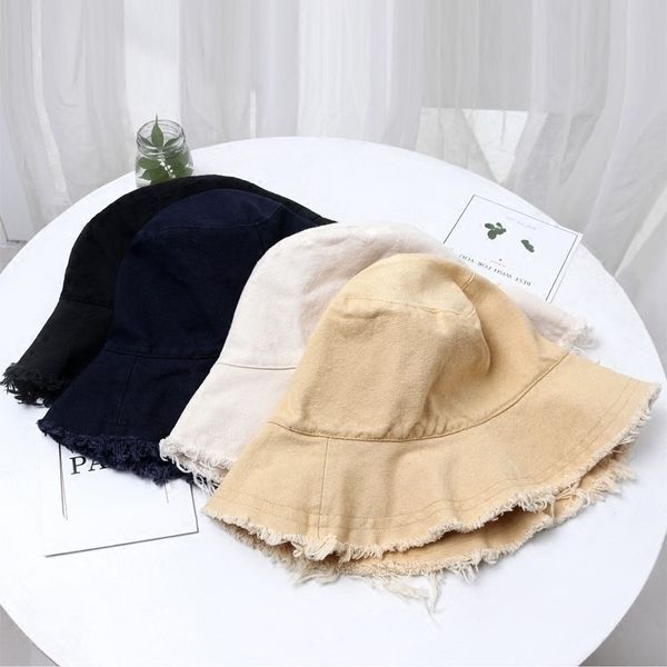 

summer bucket hat with tassle edge cotton style trendy lightweight outdoor fun beach vacation getaway headwear 211259, Blue;gray
