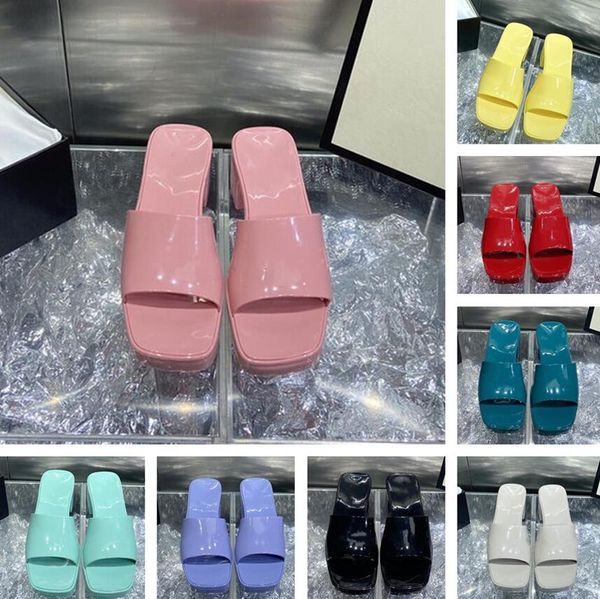 

latest women fashion jelly platform slippers slide plat form sandals candy colors 6cm ladies comfortable beach flip flops, Black