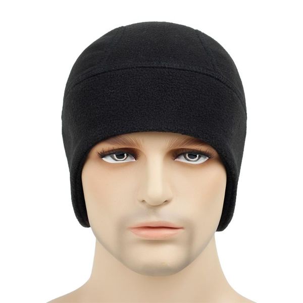 

1pc winter warm fleece hats outdoor windproof men women hiking caps fishing cycling cap hunting military tactical, Black;white
