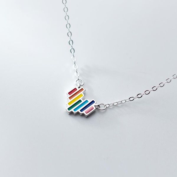 

chains trendy jewelry rainbow love necklace cute colored enamel fashion selling chain for sweet girl gifts, Silver