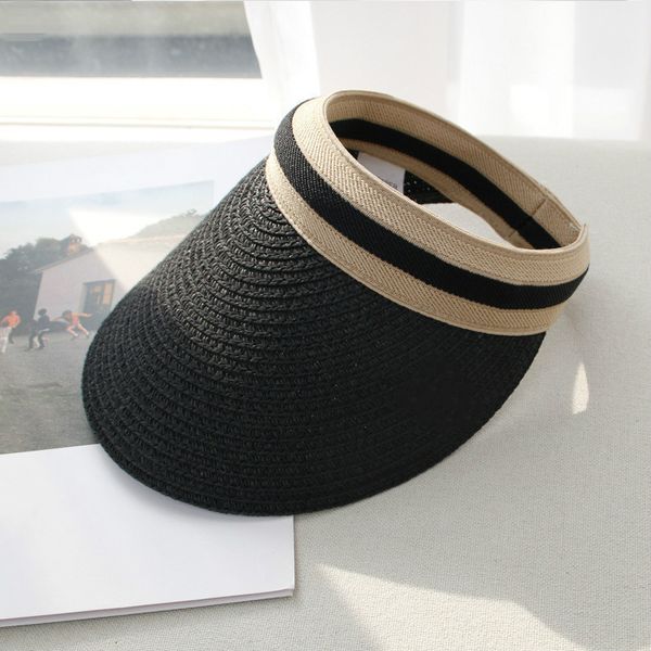 

2021 wholesale fashion summer straw visor cap bee sun cap beach cap hat for men womenfamily look, Blue;gray