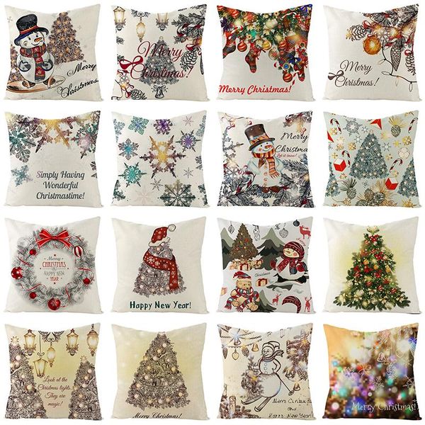 

cushion/decorative pillow christmas snowman tree cushion cover linen festival decor socks pillows art home decoration sofa car throw case