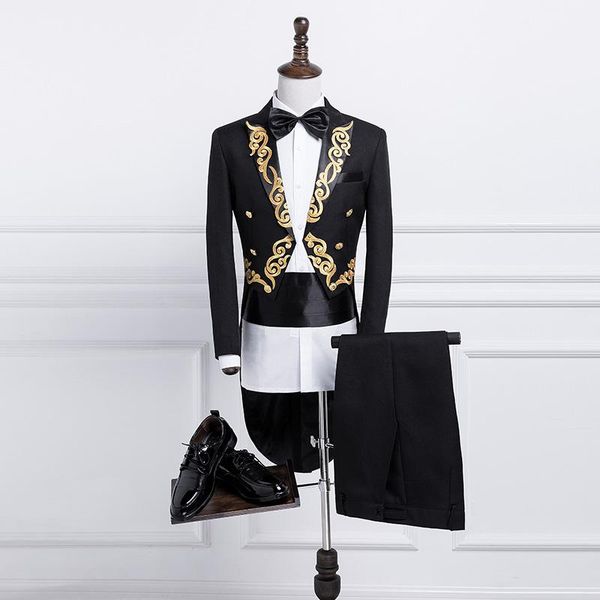 

men's suits & blazers 2021 tuxedo male self-cultivation stage conductor costume singer supporter suit dress, White;black
