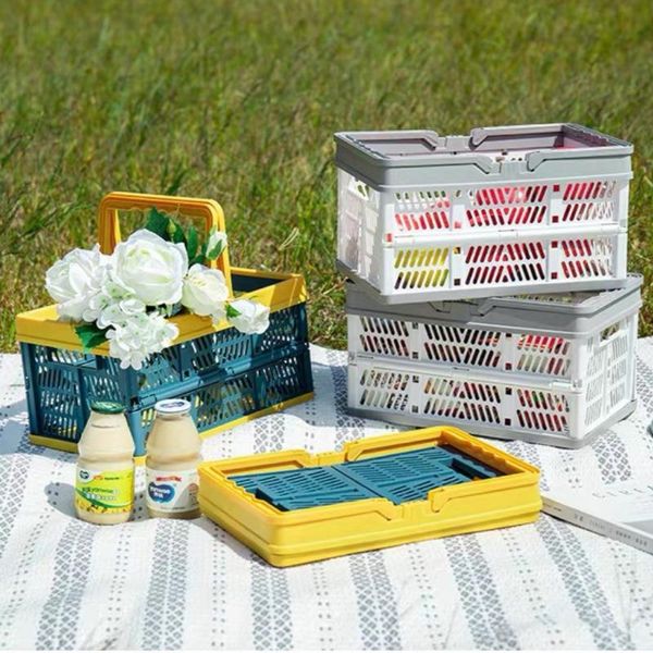 

storage baskets foldable supermarket shopping basket food picnic grocery stackable home kitchen cosmetic sundries toys finishing trunk