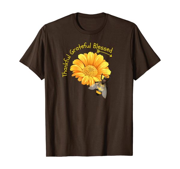 

Thankful Grateful Blessed Sunflower Bee Thanksgiving Gift T-Shirt, Mainly pictures