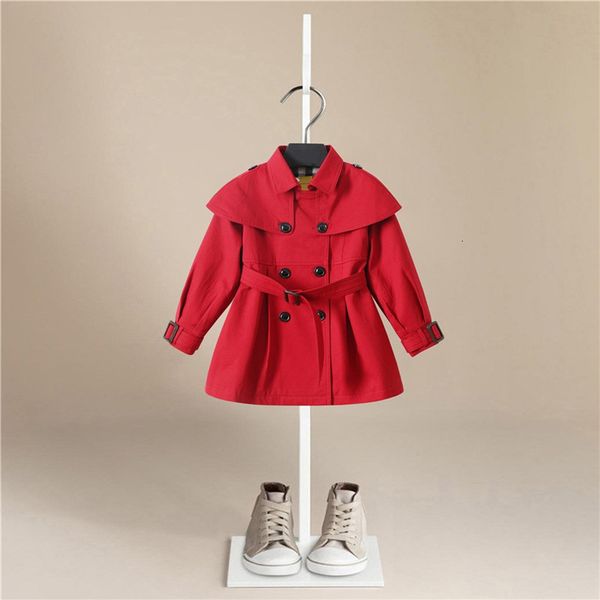 

children's clothing new autumn girl winter lattice belt double-breasted kids trench coat fashion high-grade teenage windbreaker, Camo