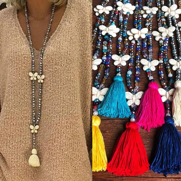 

pendant necklaces vintage african tribal style necklace women tassel crystal bead bohemian chain jewelry accessory dropship#91445, Silver