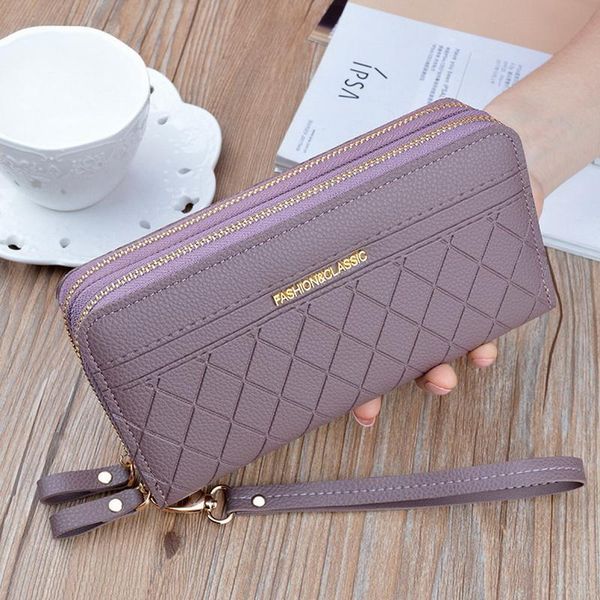 

wallets long women's wallet female purses tassel coin purse card holder pu leather clutch money bag, Red;black