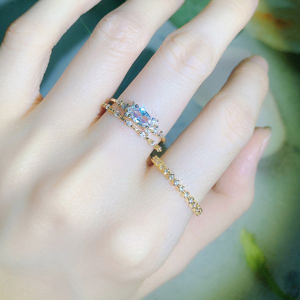 Модное кольцо, крошечный набор, маленький для женщин, золотой цвет, с фианитом, миди, кольца на палец, годовщина свадьбы, ювелирные изделия, аксессуары, подарки KAR229