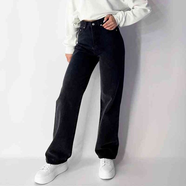 

boyfriend straight cut womens jean high waist vintage blue washes loose longer denim pants plus size streetwear