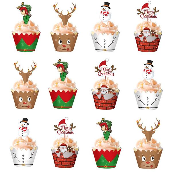 

other festive & party supplies 24/48pcs christmas paper cupcake wrapper year birthday cake decorations tools santa claus er
