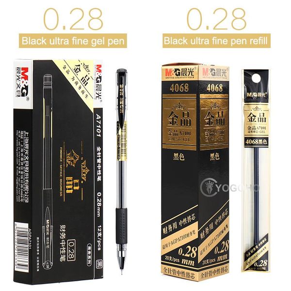 

gel pens sell 12pcs/box m&g 0.28mm pen fine point ultra with refills