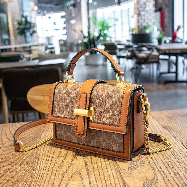 

evening bags western style women one-shoulder handbags 2021 trend fashion messenger genuine leather chain portable small square crossbody